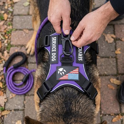 Harnais chien d'assistance facile a attacher
