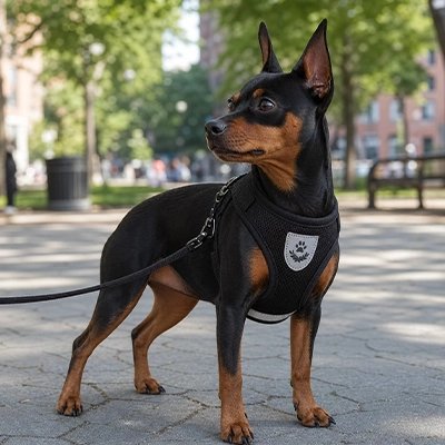 Harnais chien noir doberman confortable