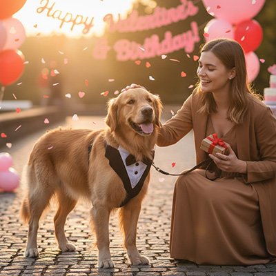 Harnais smoking chien dans la rue avec sa maitresse